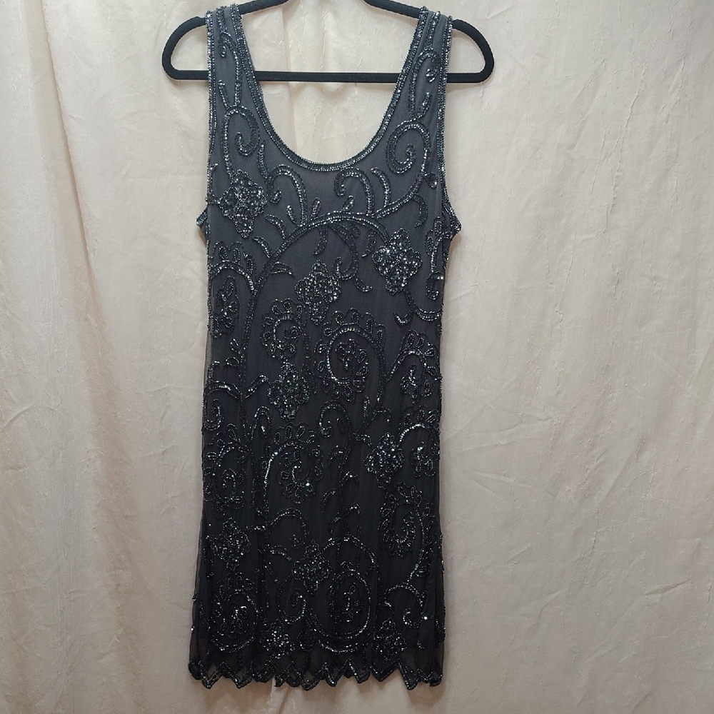Elegant Black Embellished Mini Dress